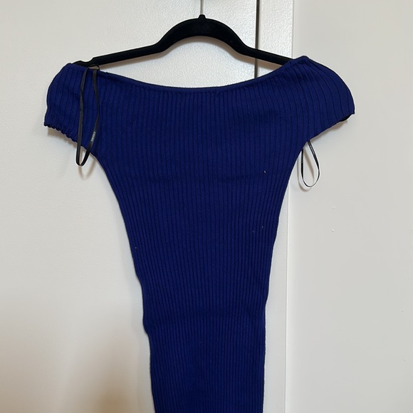 Blue Ribbed Sweater Tunic - Picture 2 of 3